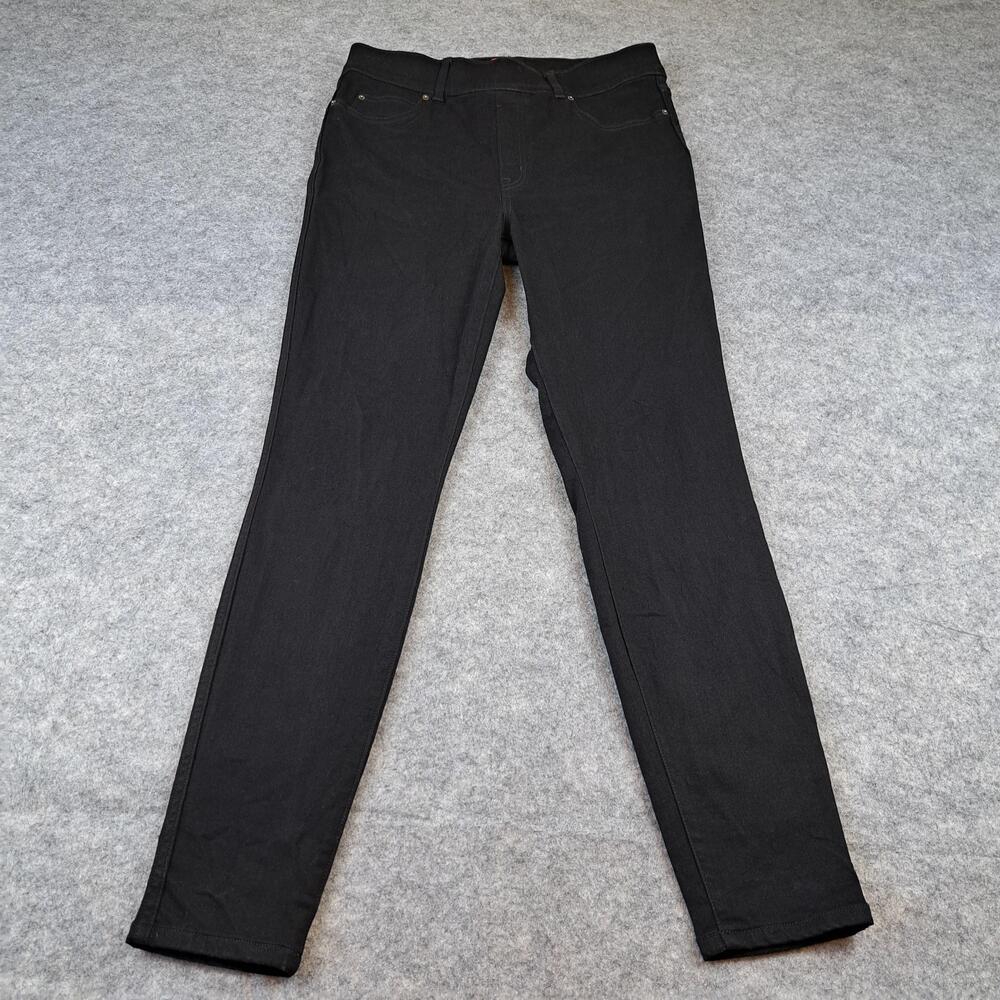 Spanx Jeans Womens 10 Black Skinny Pull On Stretch Denim Jeggings Slim Ankle